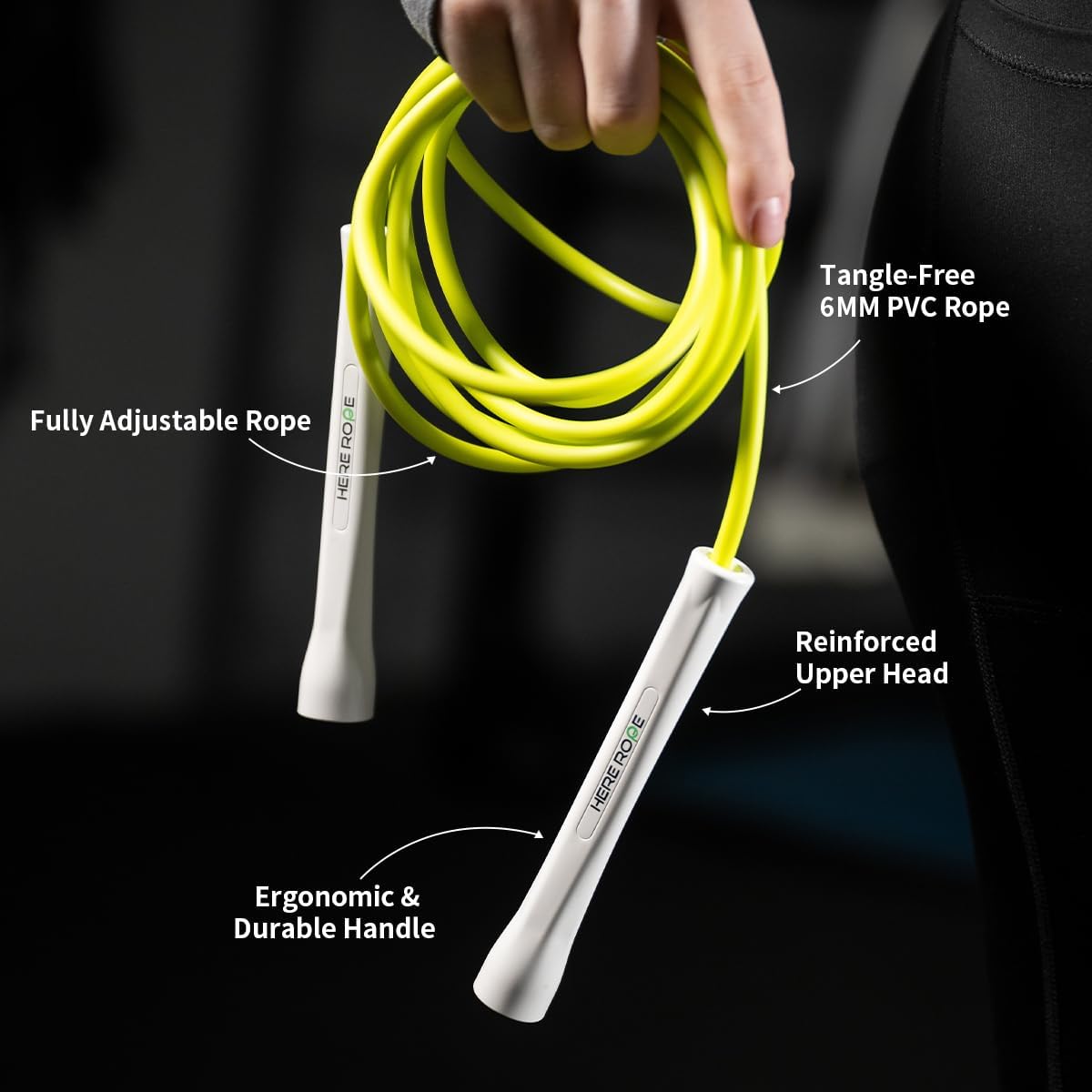 Hererope 6MM PVC Jump Rope for Men & Women Fitness, Speed, Tricks, Cardio Training, Boxing Jump Rope with Unbreakable Handles and Non-Kinking Skipping Rope, Adjustable Jumprope for Indoor Outdoor - Image 3