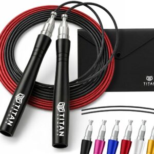 Titan Armour® Speed Rope - Professional Self-Locking & Adjustable, Adult Speed Jump Ropes for Fitness | 2 x Steel Ropes, Cable Protector & Travel Case | Jump Rope Crossfit, Boxing, Fitness MMA for Men & Women