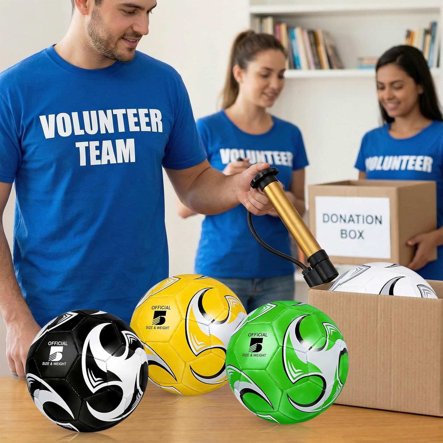 6 Pack Colorful Soccer Balls Size 5/4/3 Deflated Includes Ball Pump and Net Bag, Pelota De Futbol Training Practice Sphere Competition Competition Soccer for Indoor Outdoor - Image 5